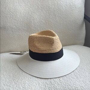 NWT Zara Straw and Black Band Hat S